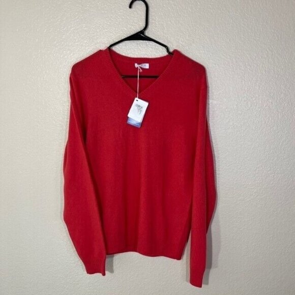 Malo Optimum Men's Red Wool Cashmere V neck Pullover Sweater NEW Medium M
